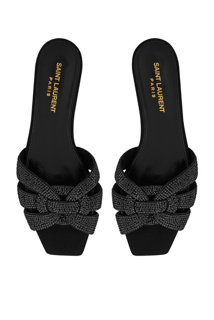 Tribute Flat Sandals in Suede with Rhinestones